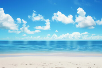 Obraz premium Sunny Beach with Blue Sky and Ocean View