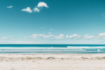 Fototapeta premium Sunny Beach with Blue Sky and Ocean View