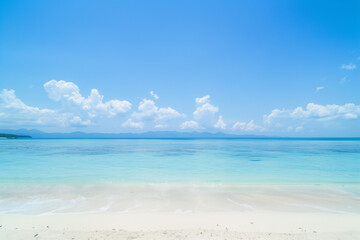 Fototapeta premium Sunny Beach with Blue Sky and Ocean View