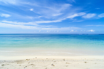 Fototapeta premium Sunny Beach with Blue Sky and Ocean View