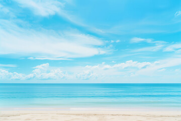 Fototapeta premium Sunny Beach with Blue Sky and Ocean View