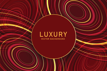 Red luxury background and golden circle frame with glitter light effect decoration