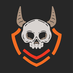 SKULL WITH HORN LOGO FOR BRAND AND BADGE TATTO