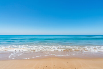 Sunlit Beach with Blue Sky and Ocean View