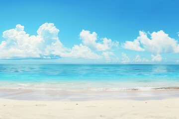 Obraz premium Sunlit Beach with Blue Sky and Ocean View