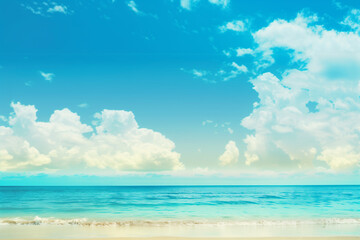 Obraz premium Sunlit Beach with Blue Sky and Ocean View