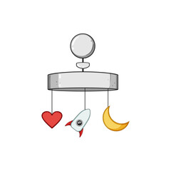 room crib mobile cartoon. moon kid, bedroom care, black mother room crib mobile sign. isolated symbol vector illustration
