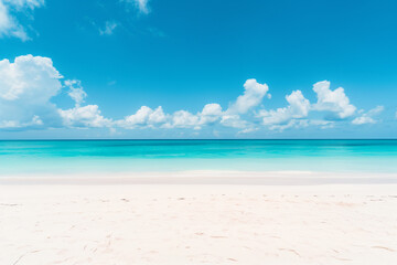 Obraz premium Sunlit Beach with Blue Sky and Ocean View