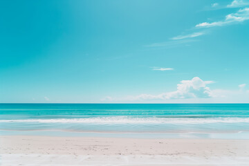 Sunlit Beach with Blue Sky and Ocean View