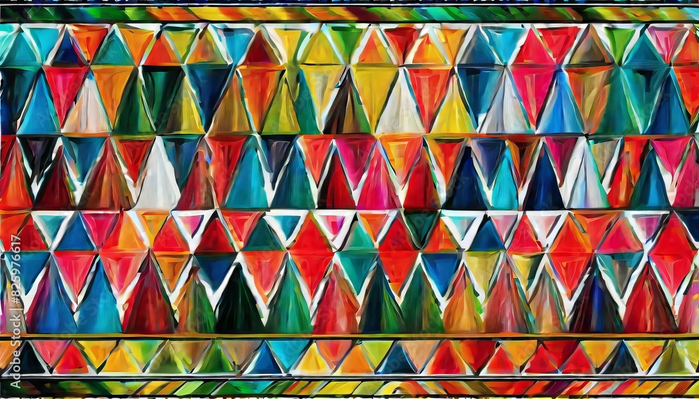 Poster a digital art piece showcasing a mosaic of colorful, geometric shapes, each facet casting unique sha