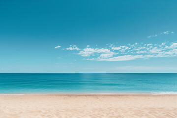 Obraz premium Sunlit Beach with Blue Sky and Ocean View