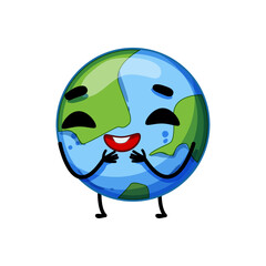 day earth planet character cartoon. happy cute, ecology save, sad comic day earth planet character sign. isolated symbol vector illustration
