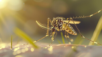 Fototapeta premium A close-up of a mosquito on human skin