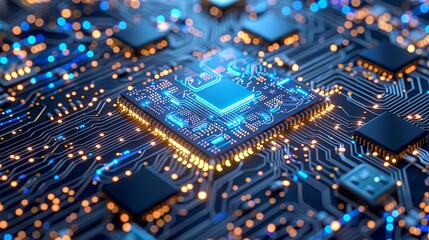 Fototapeta premium Visuals of semiconductors being used in cuttingedge technologies like AI, IoT devices, autonomous vehicles, and 5G networks