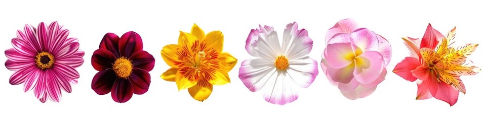 Fototapeta premium Beautiful Flowers. Anniversary Banner Design with Breathtaking Blossoms on White Background