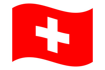 Wavy flag of Switzerland, isolated on transparent background. Swiss flag. Vector illustration