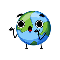 comic earth planet character cartoon. sticker environment, love eco, nature question comic earth planet character sign. isolated symbol vector illustration