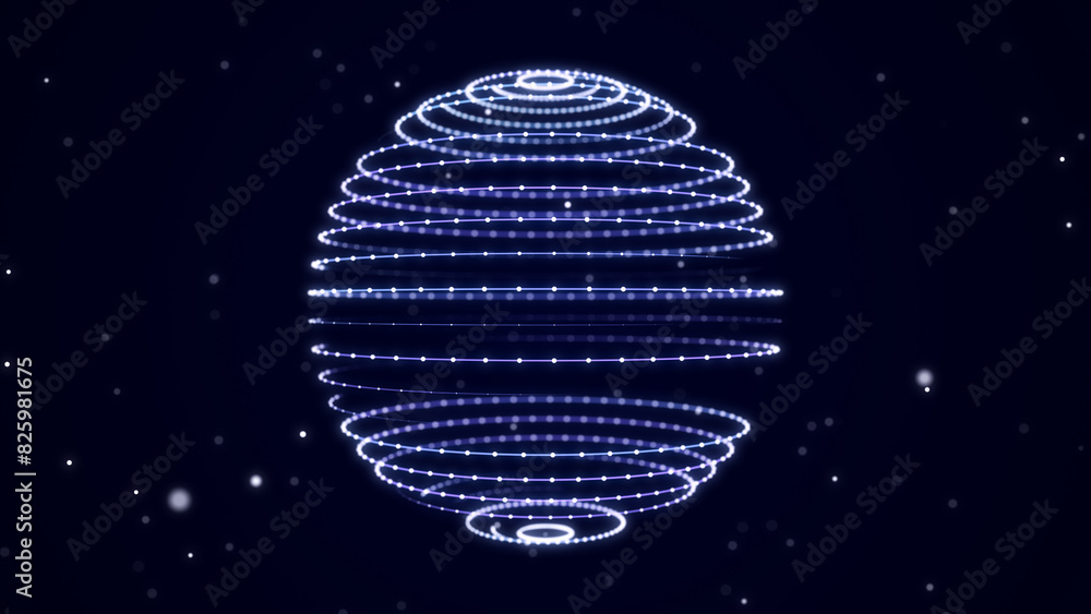 Poster abstract sphere of multiple points and lines. globe or ball. digital technology. illustration in spa