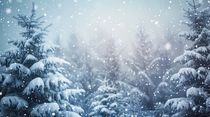 A snowstorm with snow particles falling in different directions, with a background of snow-covered...