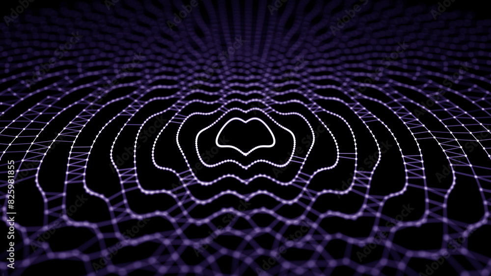 Poster Abstract dynamic wave of particles and lines. Big data. Network or connection. Digital background. 3d rendering.