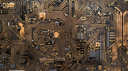 close up view of a circuit board with intricate patterns of electronic components
