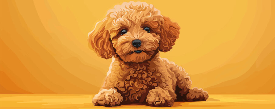 Little cute toy poodle dog. vector simple illustration