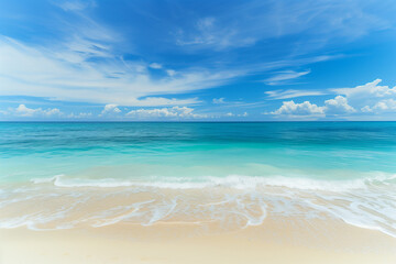 Fototapeta premium Sunny Beach with Blue Sky and Ocean View