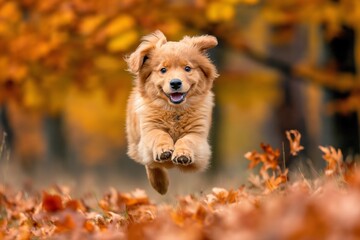 A lively dog is captured dashing towards the camera across a lush green lawn or meadow. The sun is shining. The dog's expression reveals a sense of excitement and exuberance.