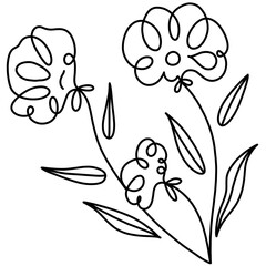 black flower lines ,illustration