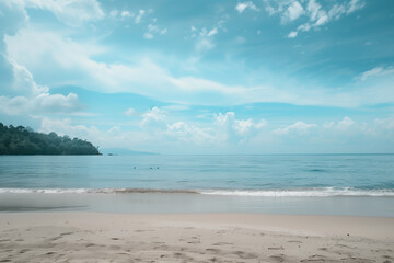Sunny Beach with Blue Sky and Ocean View