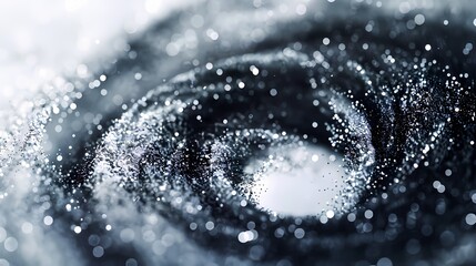 A swirl of particles in an abstract background, with a film grain effect and a grainy texture, isolated on solid white background