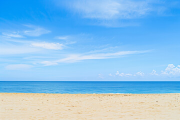 Sunny Beach with Blue Sky and Ocean View