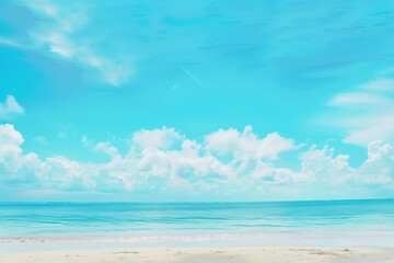 Fototapeta premium Sunny Beach with Blue Sky and Ocean View