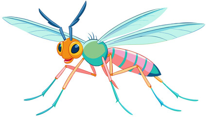 Colorful Cartoon Mosquito Illustration with Vibrant Detail