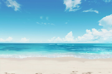 Fototapeta premium Sunny Beach with Blue Sky and Ocean View