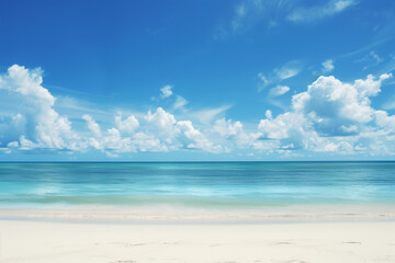 Fototapeta premium Sunny Beach with Blue Sky and Ocean View