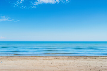 Sunny Beach with Blue Sky and Ocean View
