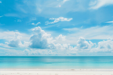 Fototapeta premium Sunny Beach with Blue Sky and Ocean View