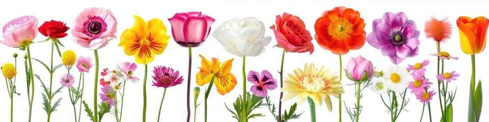 Beautiful Flowers. Collection of Blossoming Botanical Beauty for Banner Design