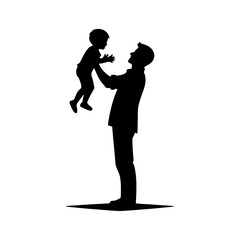 father's day vector silhouette, black color silhouette