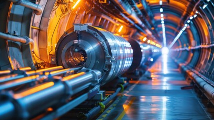 Obraz premium particle accelerator facility with massive rings of glowing energy