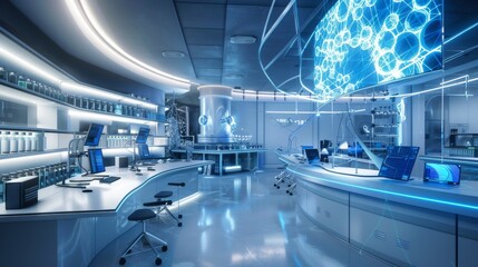 Obraz premium futuristic laboratory with holographic projections