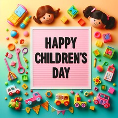 Playful Wishes: Happy Children's Day Illustration	