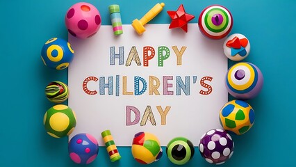 Playful Wishes: Happy Children's Day Illustration	