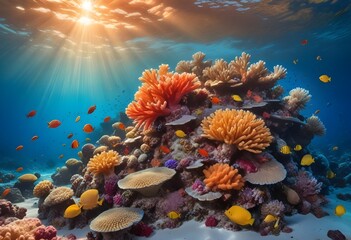 Underwater scene of a thriving diverse coral reef  (1)