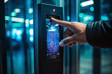 fingerprint scan provides security access with biometrics identification, concept of identification
