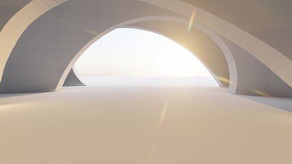 Fototapeta premium Abstract architecture background arched interior 3d render