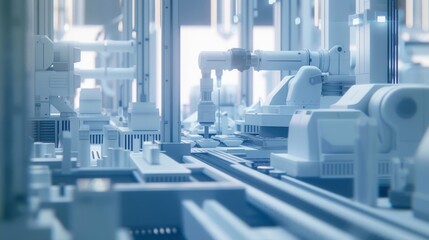 futuristic AI powered factory or production line