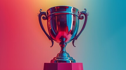 Detailed 3D render, flat design trophy, top view, vibrant pastel colors, modern aesthetic, award winning ,competition