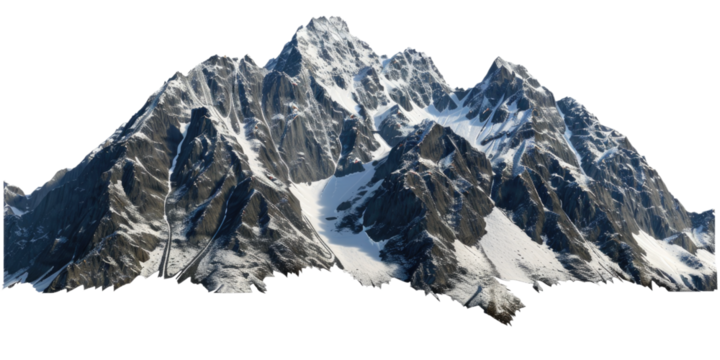 Majestic mountain peaks with rugged, snow-capped summits and steep, rocky slopes. The dramatic scenery showcases the beauty and grandeur of high-altitude landscapes.